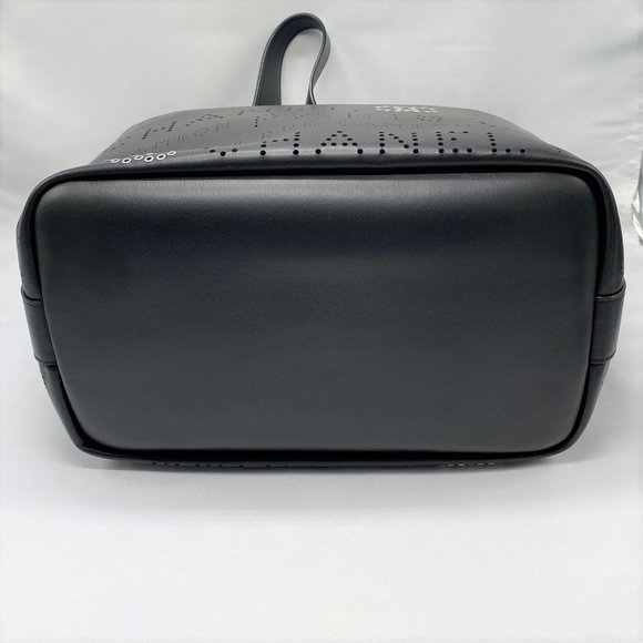 Chanel Black Logo Eyelets Shopping Tote Perforated Calfskin with Silver Hardware - Picture 4 of 14